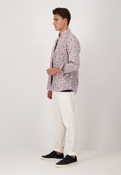 Fynch Hatton Print Button-Down Shirt - Tangerine