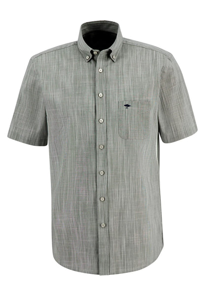 Fynch Hatton Cotton Short Sleeve Shirt - Dusty Olive
