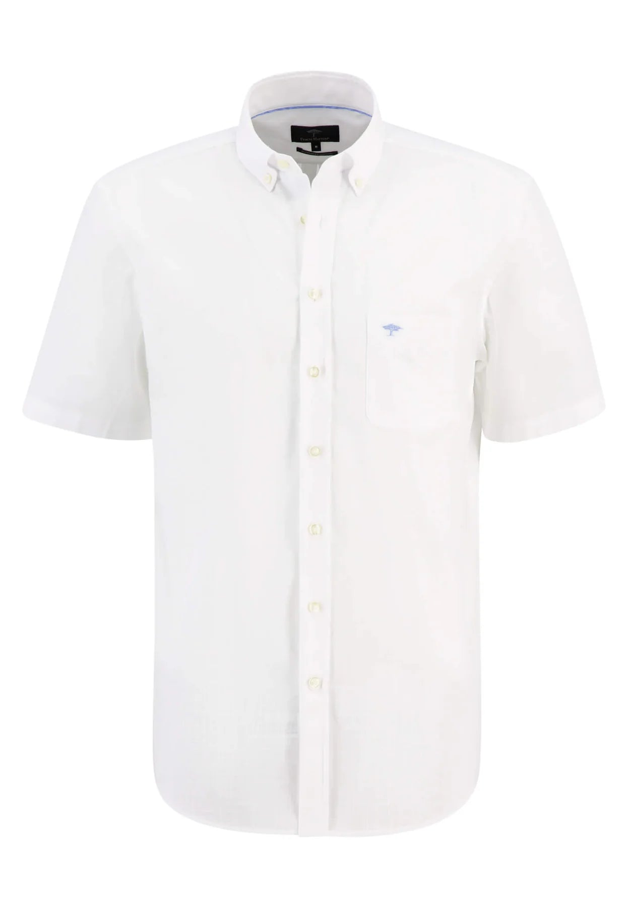Fynch Hatton Cotton Short-Sleeve Shirt- White