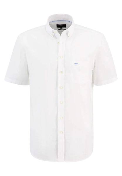 Fynch Hatton Cotton Short-Sleeve Shirt- White