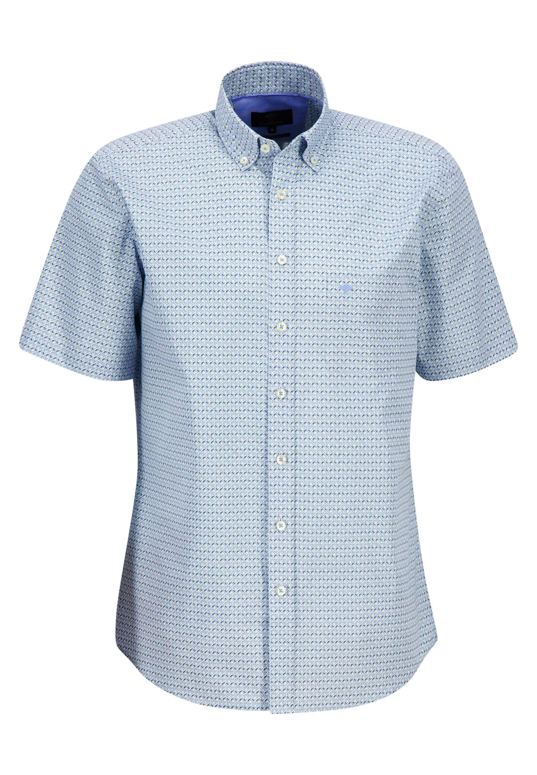 Fynch Hatton Pattern Short Sleeve Shirt - Light Sky