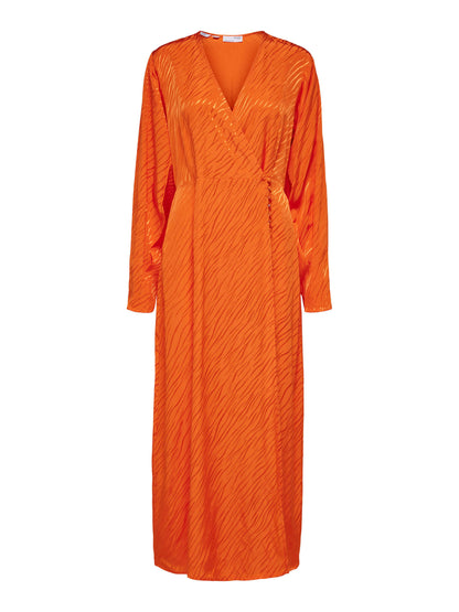 Selected Femme Satin Ankle Wrap Dress - Orangeade