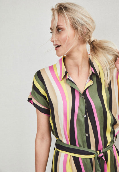 Fynch Hatton Striped Dress - Green Olive
