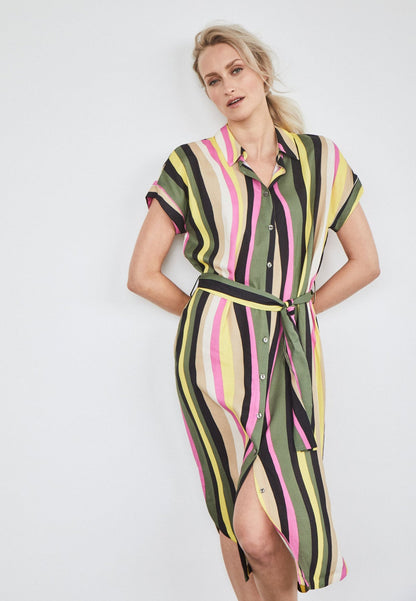 Fynch Hatton Striped Dress - Green Olive