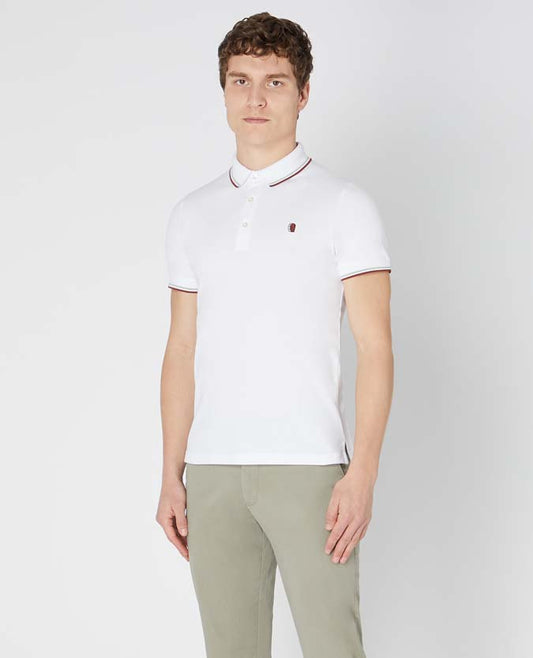 Remus Uomo Tapered Fit Cotton-Blend Polo Shirt - White