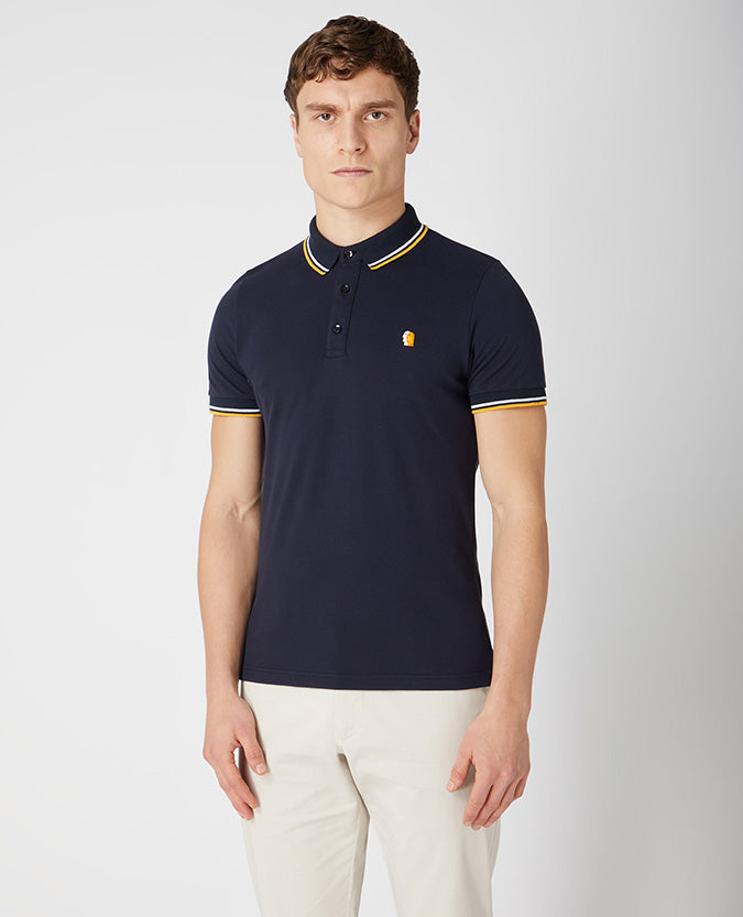 Remus Uomo Tapered Fit Cotton-Blend Polo Shirt - Navy