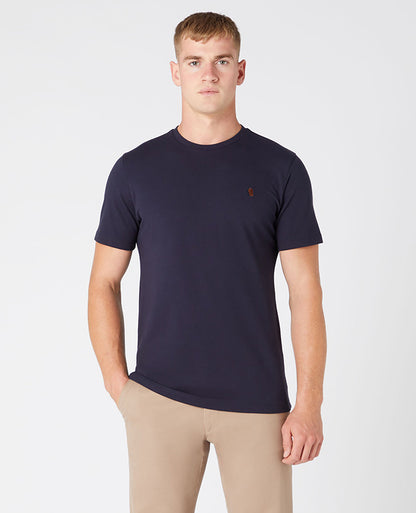 Remus Uomo Cotton-Stretch Pique T-Shirt - Navy