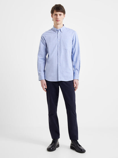 French Connectio Oxford Long Sleeve Shirt - Mid Blue