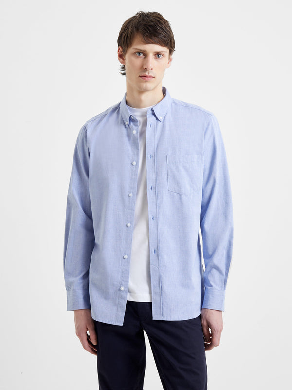 French Connectio Oxford Long Sleeve Shirt - Mid Blue