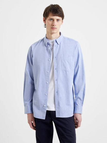 French Connectio Oxford Long Sleeve Shirt - Mid Blue