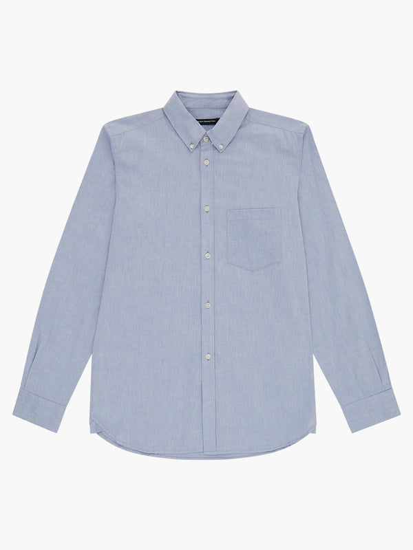 French Connectio Oxford Long Sleeve Shirt - Mid Blue