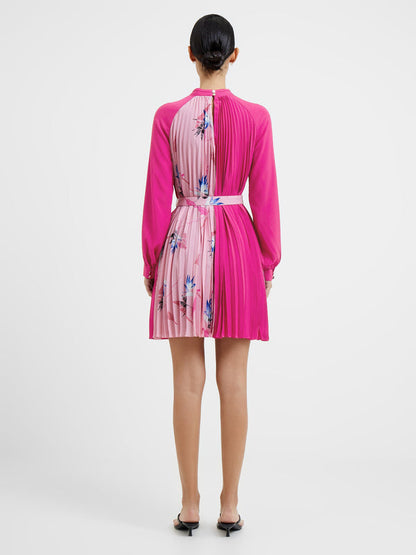French Connection Pleated High Neck Mini Dress