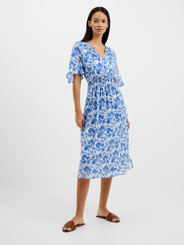 French Connection Cosette Smock Waist Dress - Baja Blue
