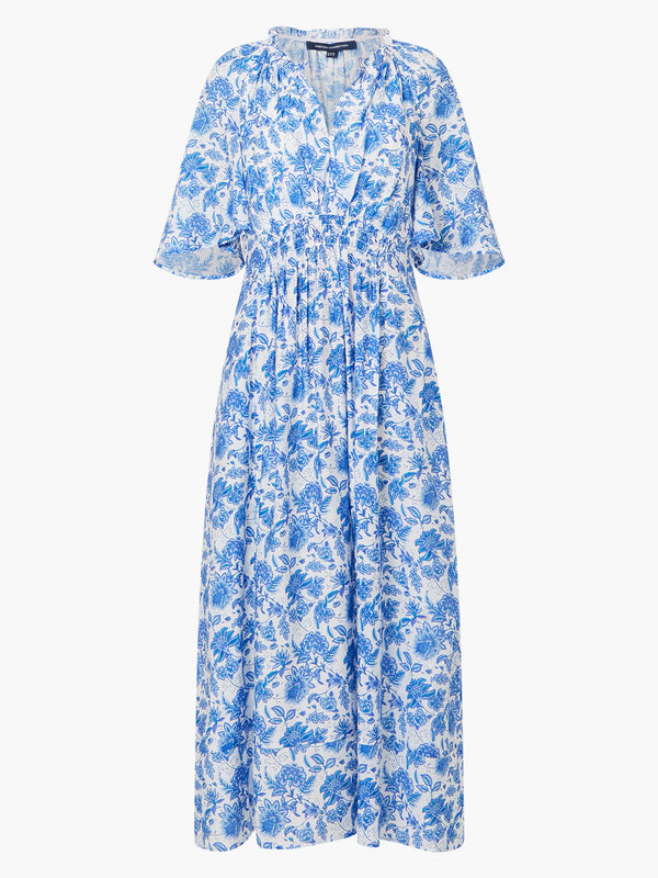 French Connection Cosette Smock Waist Dress - Baja Blue