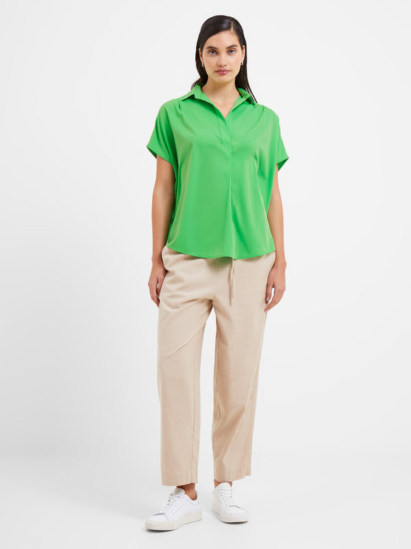 French Connection Crepe Light Popover Shirt - Poise Green
