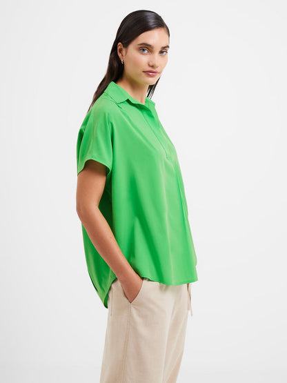 French Connection Crepe Light Popover Shirt - Poise Green