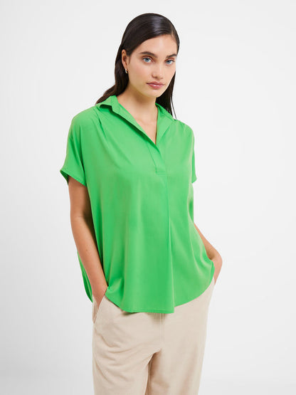 French Connection Crepe Light Popover Shirt - Poise Green