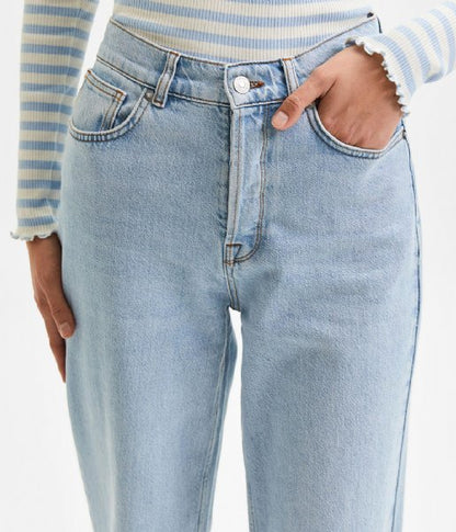 Selected Femme Alice Wide Sky Blue Denim