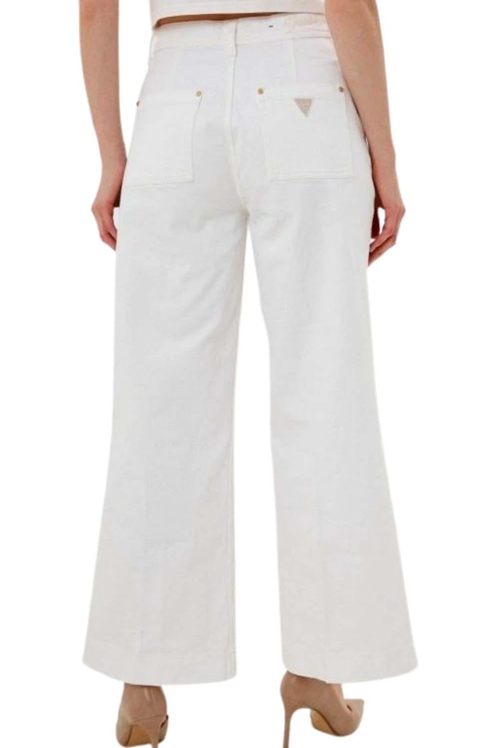 Guess Dakota High Wide Cropped White Jeans
