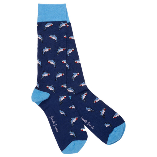 Swole Panda Bamboo Socks - Blue Shark