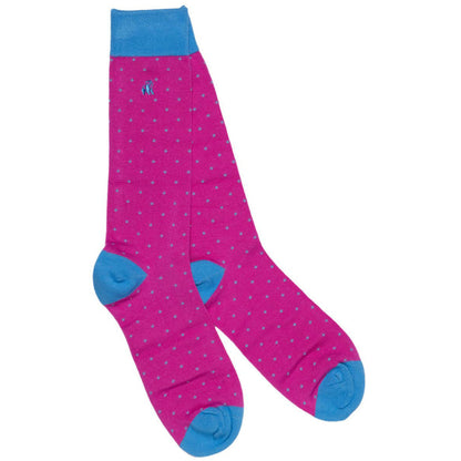 Swole Panda Bamboo Socks - Blue Spotted Pink